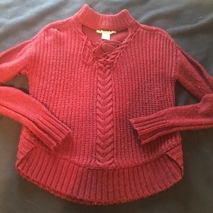 Lace neck open mock turtle sweater